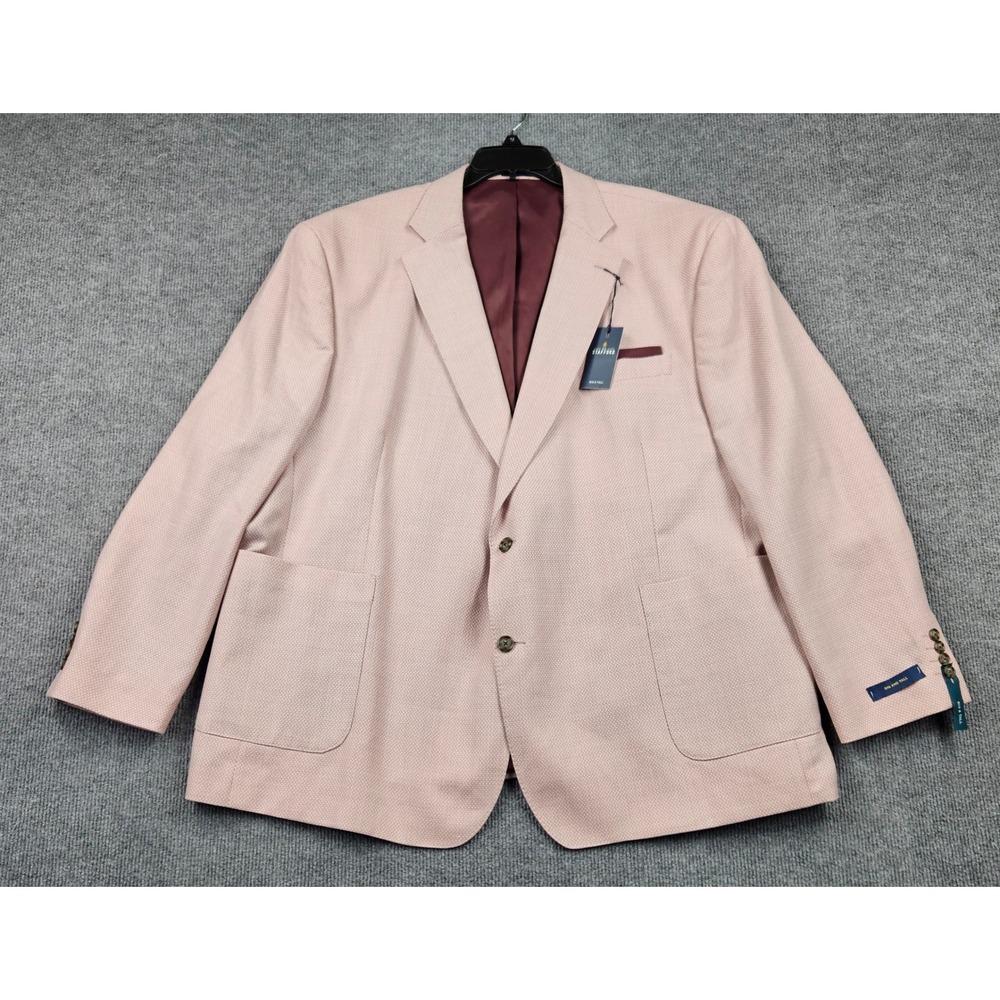 NWT Stafford Big and Tall Mens Sport Coat Pink Micro Pattern Blazer Two Button